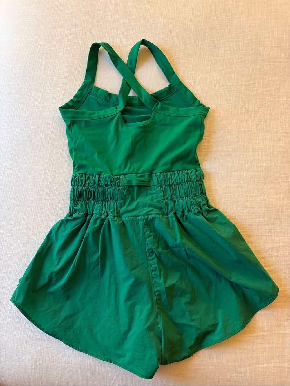 FP Movement dupe Green Smocked Waist Romper - Picture 2 of 2